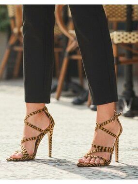 Zebra Print Strappy Stiletto High Heels With Adjustable Buckle Closure Bold Desi